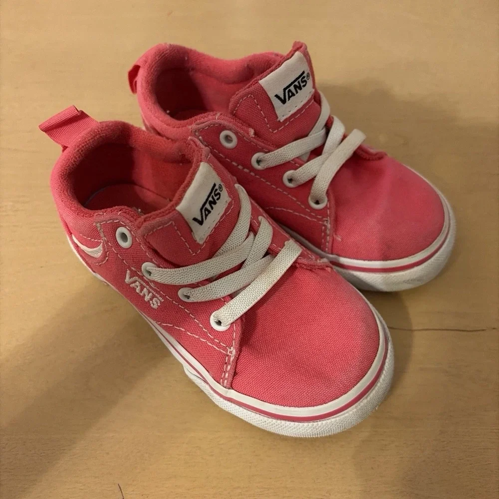 Vans Toddler Ward Pink Slip-On Canvas Skate Shoes Size 7 EUC